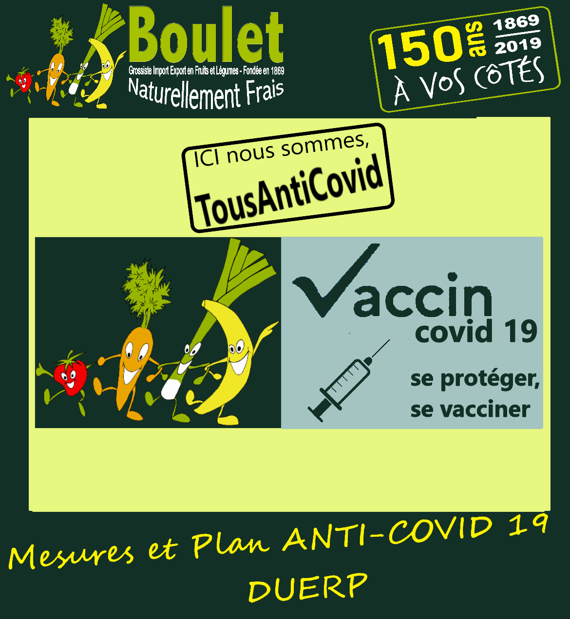 BOULET F&L Ici nous sommes anti covid 19, Vaccin se proteger, se vacciner